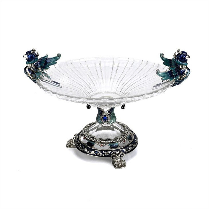 enmel glass fruit bowl with metal base