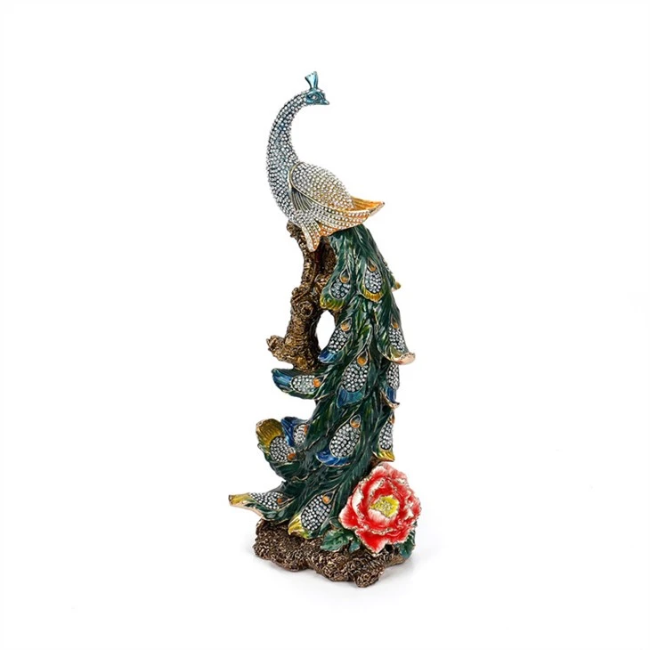 Păun Ornament Pasăre Animal Figurină Metal Decorat Casa Cadouri Nunta
